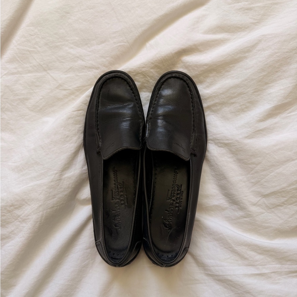 Ferragamo black leather loafers